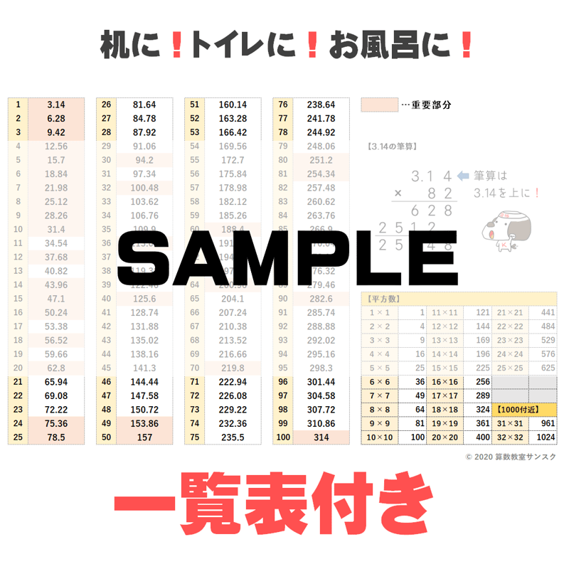 一覧表付き】3.14計算マスタープリント_自動作成 | 中学受験算数