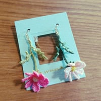 秋桜のピアス(濃桃×薄桃)