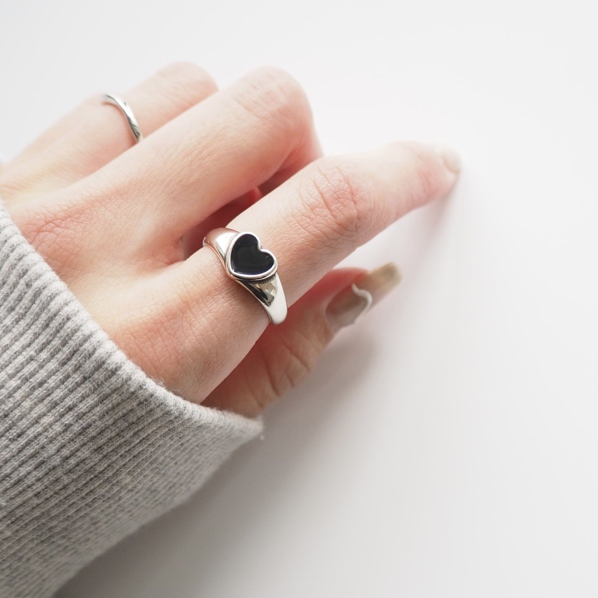 指輪・リング Crystal Heart Ring (Black) black heart ring | stella
