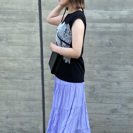 ビスチェ風レースTシャツ(black/white)