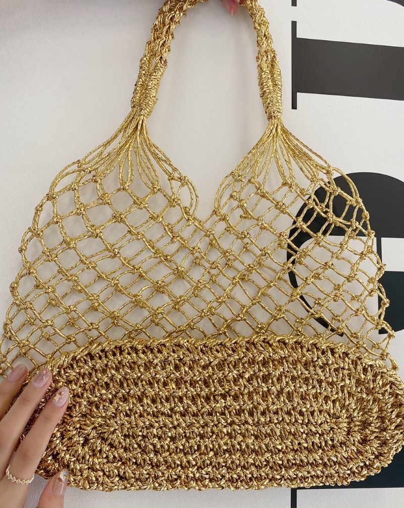 シルバーゴールド編み込み巾着袋 タッセル付き シルバーゴールド編み込み巾着袋 タッセル付き シルバーゴールド