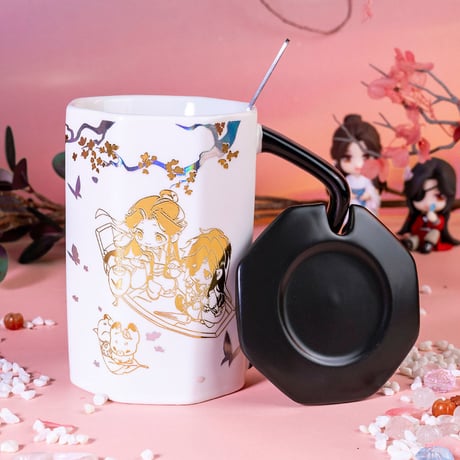 天官賜福（幸运石）★ マグカップ（夜泊双影）※スプーン付《夜泊双影・切面陶瓷杯》