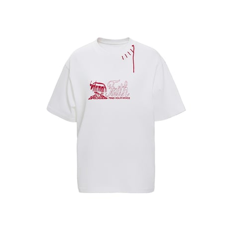 EHz・Z ★ 山语牧童 【 01 】 半袖・Tシャツ（红色绣花白）《山语牧童・红色绣花白T恤》【予約商品・ 発送日未定】