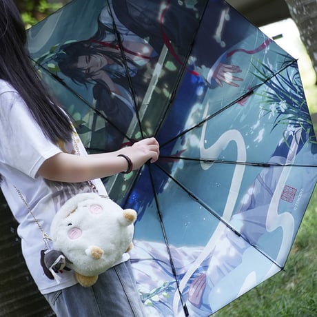 魔道祖師（幸运石）★  LEDライト付・折りたたみ傘（荷塘小憩）《魏荷塘小憩・自动傘》