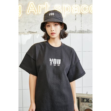 于斌・関連商品（Y . Lazy）★ バケットハット（YOU・黒色）《YOU太阳帽・黒色（渔夫帽》