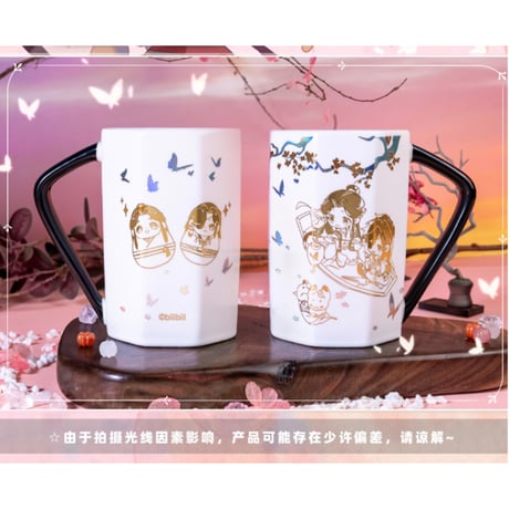 天官賜福（幸运石）★ マグカップ（夜泊双影）※スプーン付《夜泊双影・切面陶瓷杯》