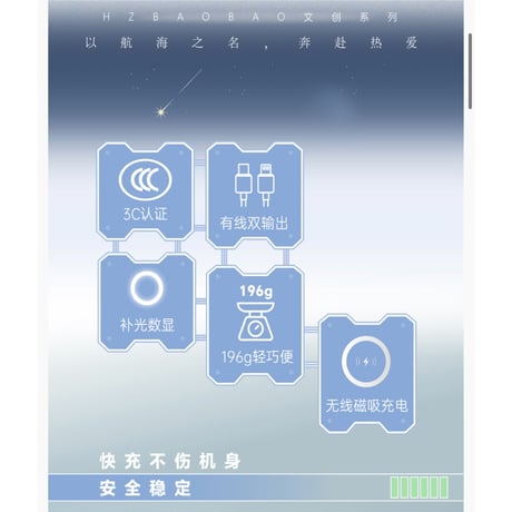 HZ BAO BAO ★ モバイルバッテリー　※ワイヤレス充電対応《文创系列・磁吸无线充电自带电源》【予約商品・発送日未定 】