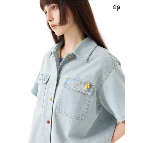 EHz・Z ★ 山语牧童 【 05 】 デニムシャツ（彩色扣子）《山语牧童・彩色扣子牛仔衬衫》【予約商品・ 発送日未定】