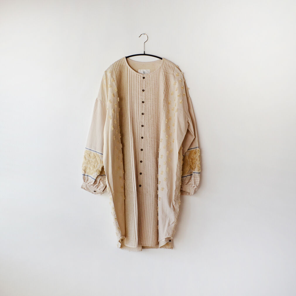 GASA*/これからくる時 ノーカラーシャツ ホワイト×ブラック GASA*/これからくる時 ノーカラーシャツ ホワイト×ブラック