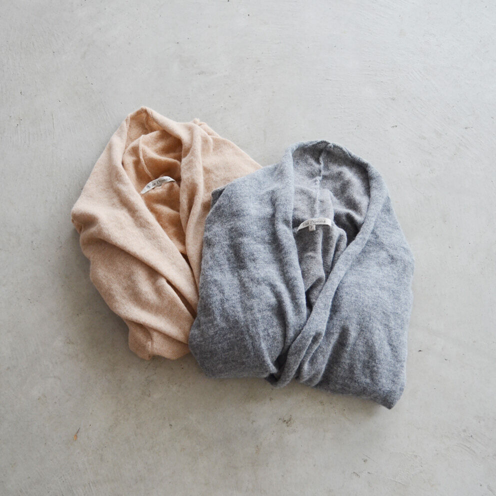 Vlas Blomme /Baby Alpaca Wool Wポケットケープカーディガン (L Vlas Blomme /Baby Alpaca Wool Wポケットケープカーディガン (L