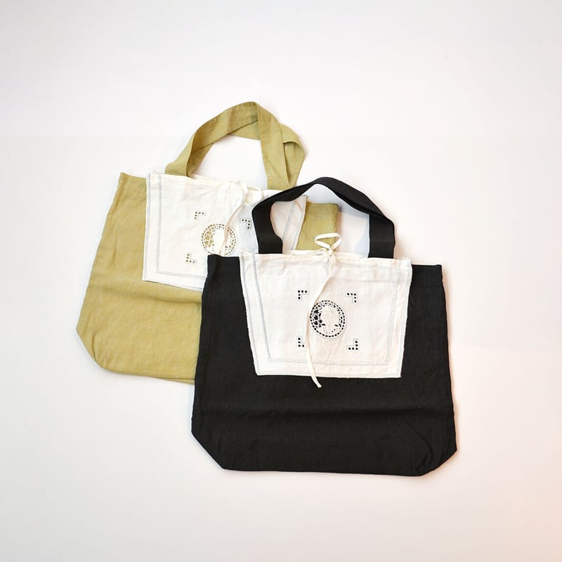 GASA*/どこにもない家 ドイリーレーストートバッグ herb green GASA*/どこにもない家 ドイリーレーストートバッグ herb green