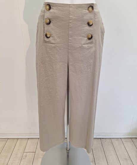 【passione】526611 麻混コットンレーヨンストレッチワイドパンツ
