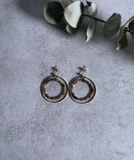 【charmaer 26AW】  256707ナチュラルストーンサークルピアス