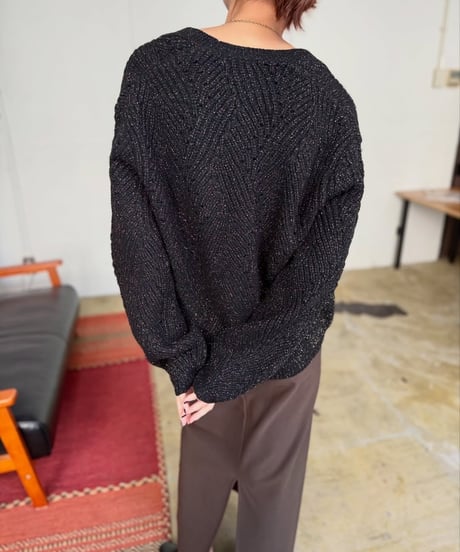 【cafune】545909 lame cable knit cardigan