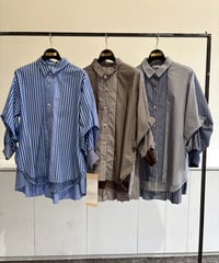 【Lallia Mu 26AW】2614692 バックプリーツストライプシャツ