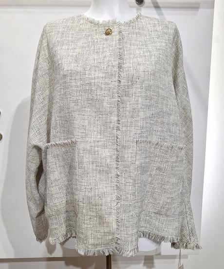 【cafune】615401 mesh tweed no collar jacket