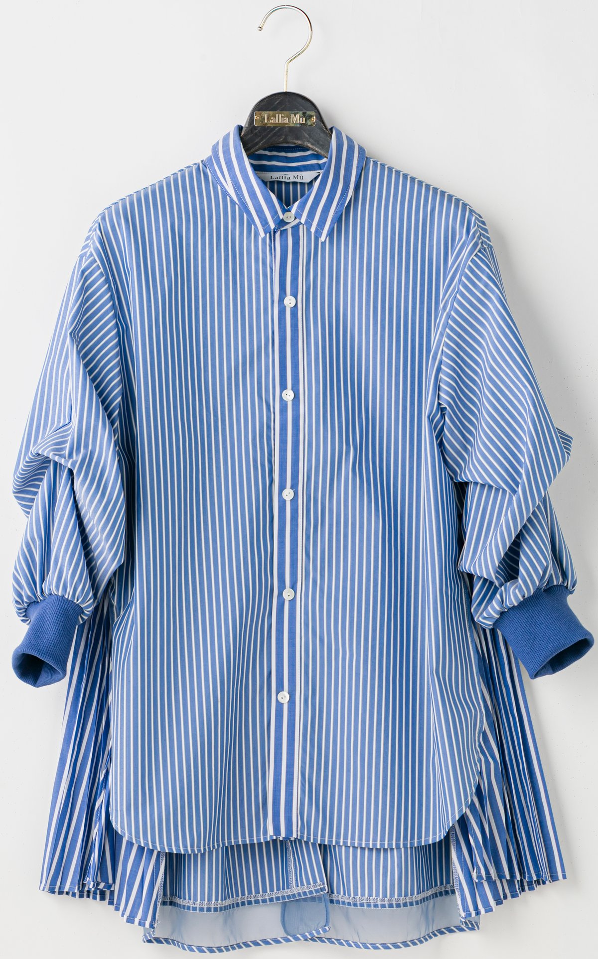 らむぽ Lallia Mu 25AW】2514612 サイドプリーツストライプシャツ