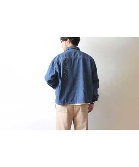 【FREERAGE】 226AS105 "10oz DENIM" CPOシャツ -Hand Paint-／ALL WE NEED IS PEACE