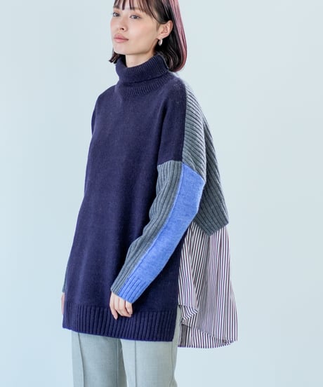 【Lallia Mu 26AW】2614432 ブロックカラー2WAYニット