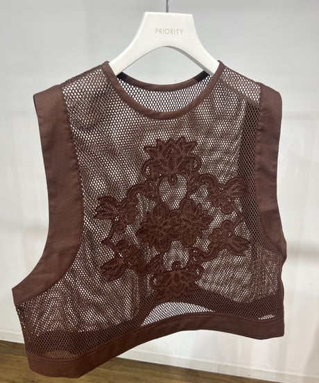【PRIORITY 26SS】  P62001KRアイレットレースメッシュタンク