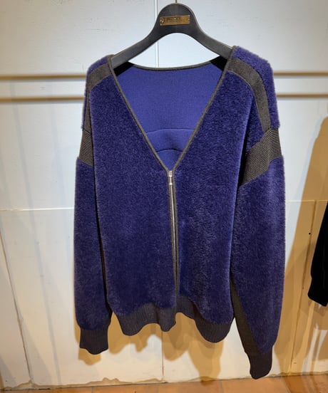 【Lallia Mu 26AW】2614438 バイカラーシャギーニットブルゾン
