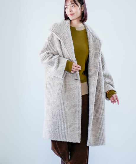 【Lallia Mu 26AW】2614171 ビッグカラーチェックコート