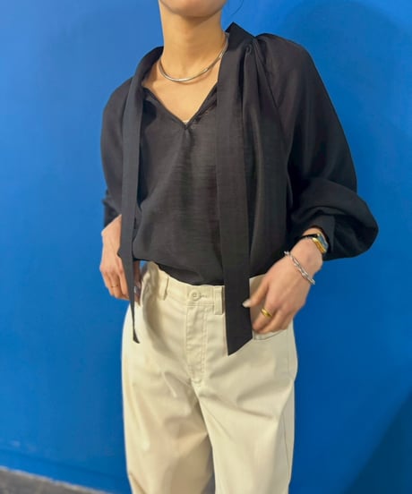 【cafune】615905 sheer tencel bowtie blouse