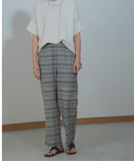 全国送料185円【RILATO】  R26269シャーリングボーダーパンツ