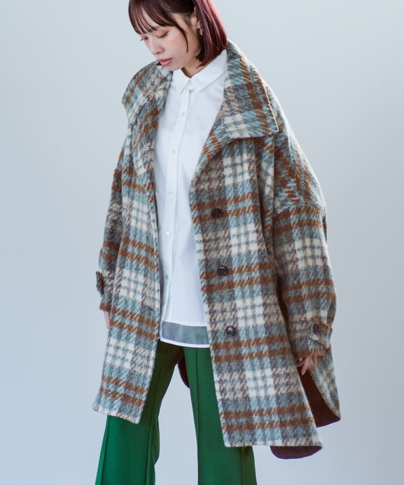 Lallia Mu 26AW】2614181 スタンドカラーチェックコート | select