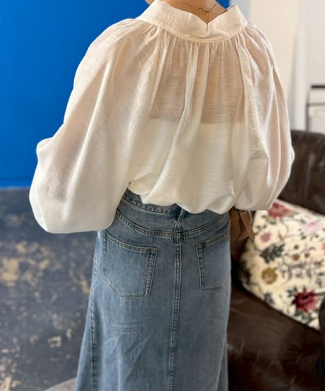 【cafune】615905 sheer tencel bowtie blouse