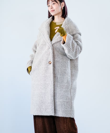 【Lallia Mu 26AW】2614171 ビッグカラーチェックコート