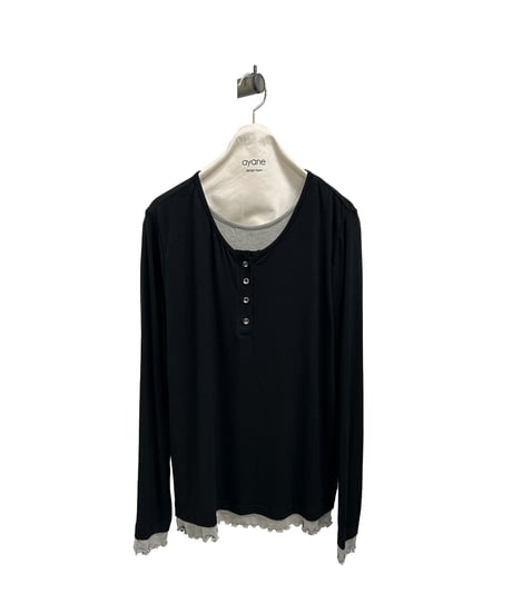 【ayane 26AW】856738 ペア天ヘンリーネックロンT