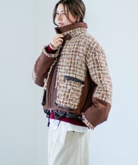 【Lallia Mu 26AW】2614172 ラメツイードパファーコート