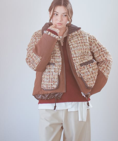 【Lallia Mu 26AW】2614172 ラメツイードパファーコート