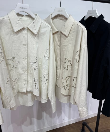 【PRIORITY 26AW】 P67043AI エンブロイダリーオープンカラーシャツ