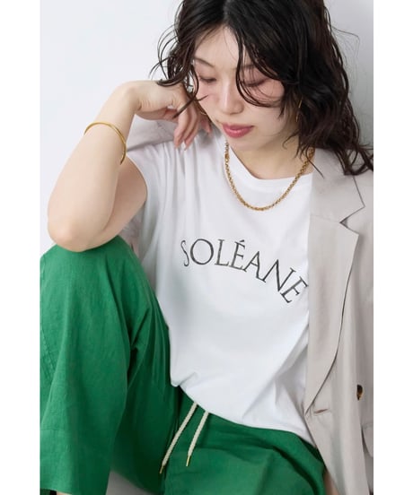 【MICA&DEAL】 0126209182 ラメロゴプリントターンバックスリーブT-shirt