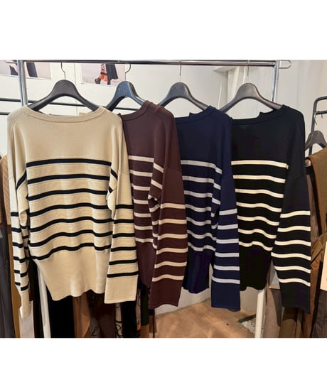 29【Lallia Mu 26AW】 2613413 ボーダープルオーバーニット