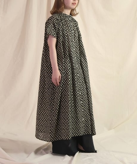 【Brocante】37-0270X インドプリントフロンセワンピース