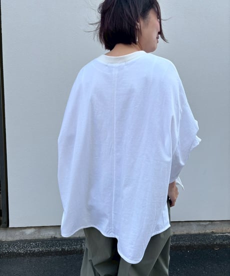 【Lallia Mu】 2612501 レースドッキングプリントTシャツ