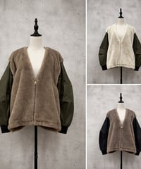 【siro de la bonte】R643315 eco fur×twill  docking MA-1 jacket