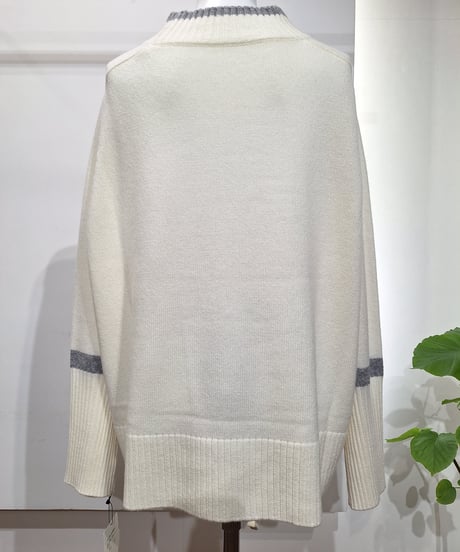 【ATELIER SIX】11256517　ウールカシミヤ配色ロゴニット