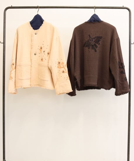 【LE MÉLANGE 26AW】8643804 コットンスラブ刺繍ジャケット