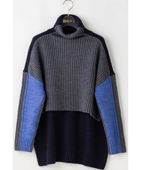 【Lallia Mu 26AW】2614432 ブロックカラー2WAYニット