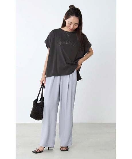 【MICA&DEAL】 0126209182 ラメロゴプリントターンバックスリーブT-shirt