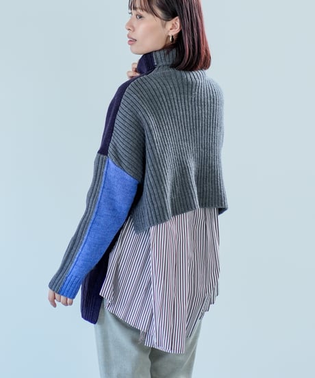 【Lallia Mu 26AW】2614432 ブロックカラー2WAYニット