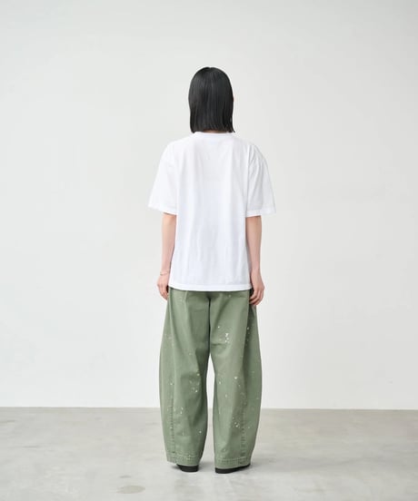 【KHA:KI】 MIL26HPT3251 (BEIGE) PAINT OVAL WIDE TROUSERS