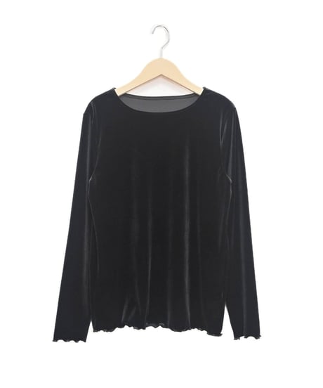 【trois】T246-82068 ストレッチベロア ラウンドネックトップス