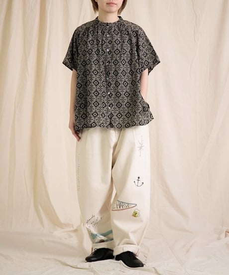 【Brocante / ブロカント】36-0323X インドプリント(パターン) フロンセシャツ