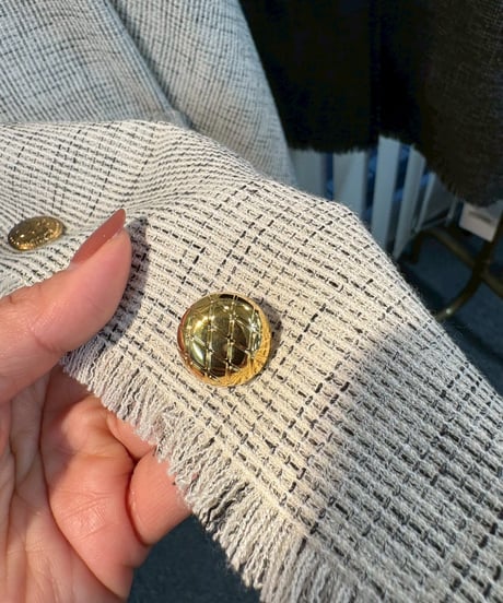 【cafune】615401 mesh tweed no collar jacket
