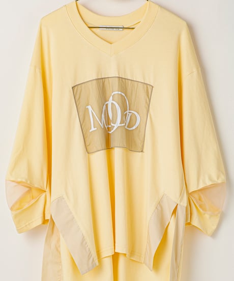 【LalliaMu】2611572　オーガンジースリーブビッグTシャツ